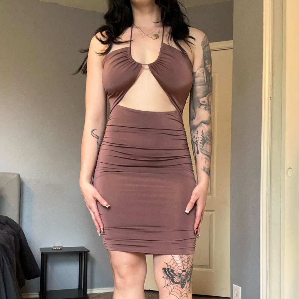 Lovely Day Strapless Brown Dress